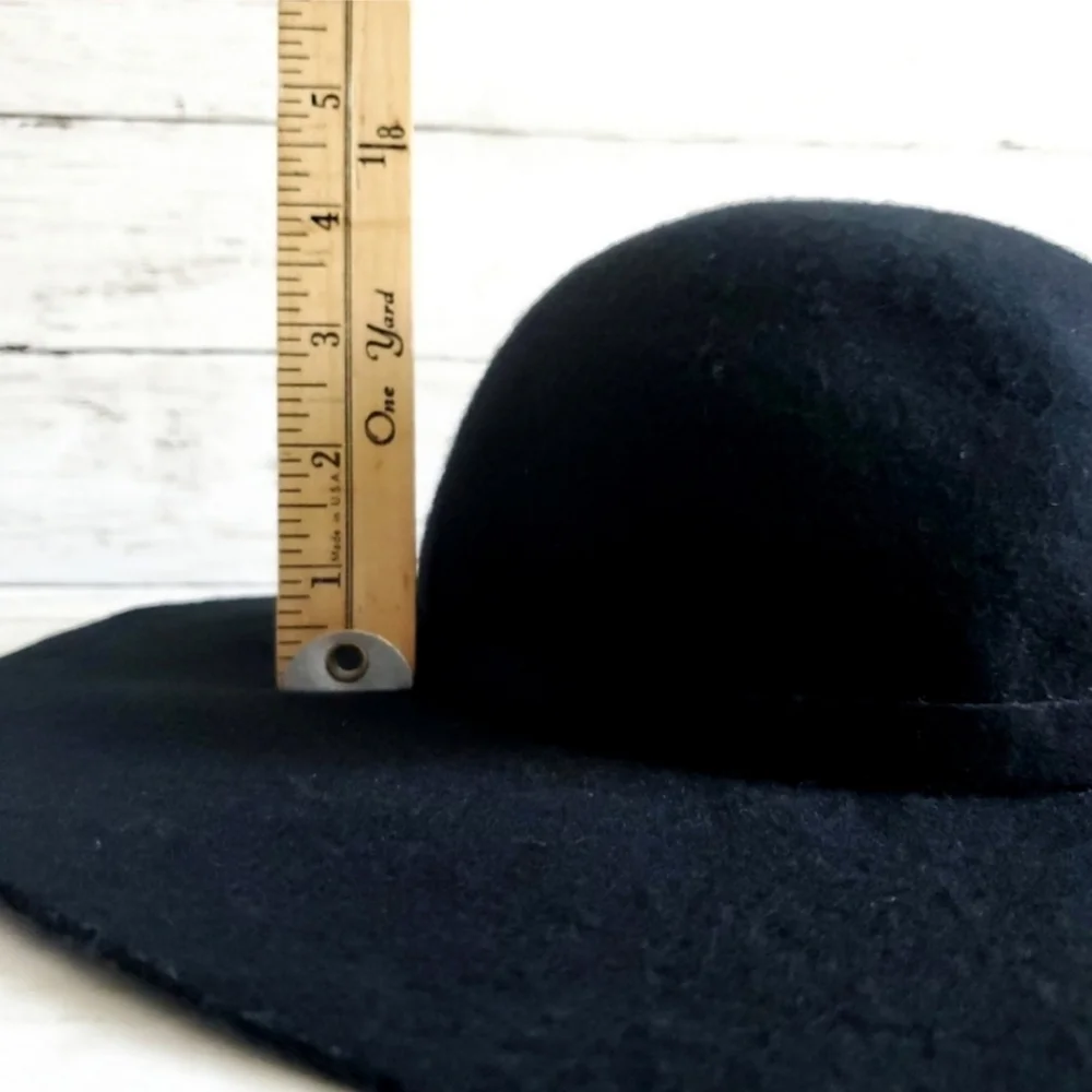 100% Wool Boho Black Floppy Felt Hat 57cm